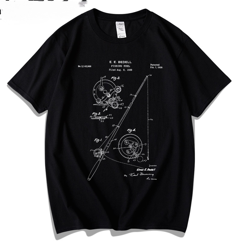 Fishing Rod Patent Blueprint T-shirt