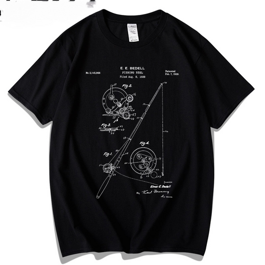 Fishing Rod Patent Blueprint T-shirt