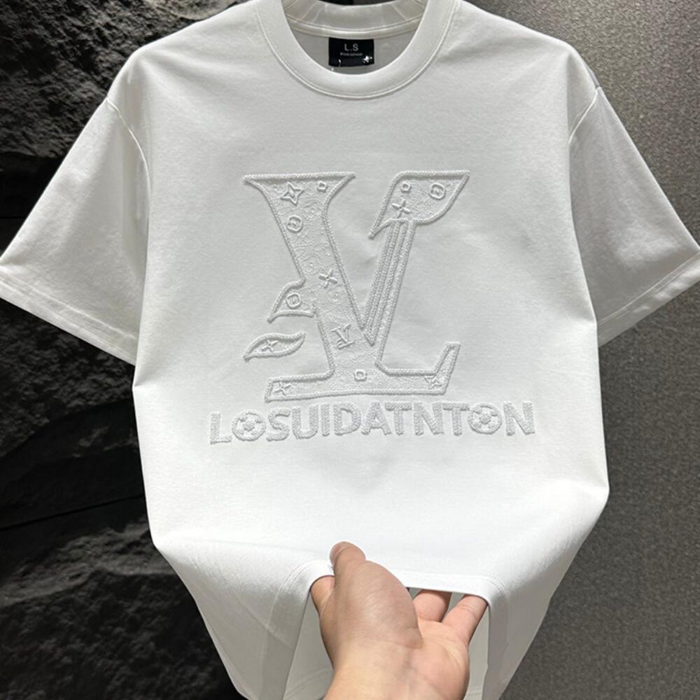 Letter Embroidery Crew Neck Short Sleeve