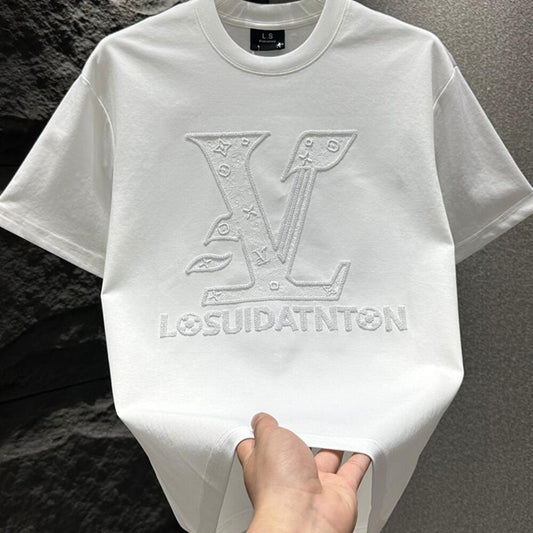 Letter Embroidery Crew Neck Short Sleeve