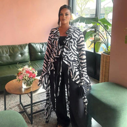 Y2K Sheer Zebra Print Asymmetrical Hem Long Top