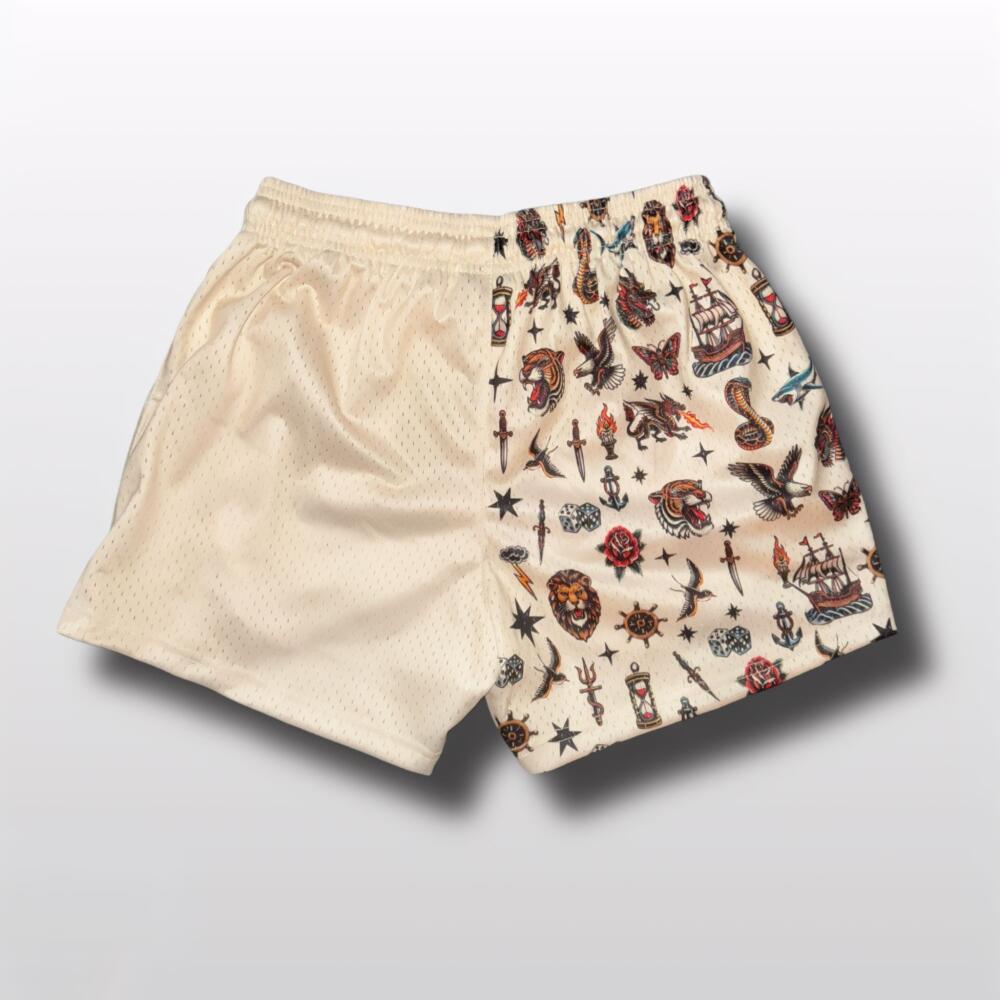 Vintage Print Beach Shorts